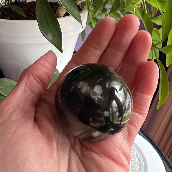 Natural Black Cherry Agate Crystal Sphere - Picture 2 of 15